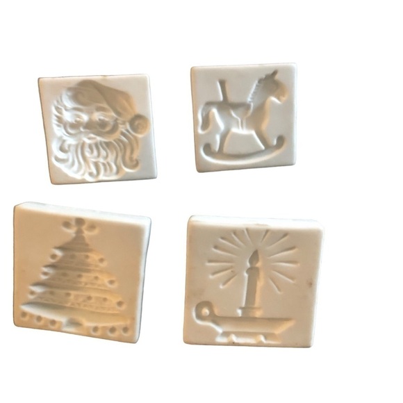Holiday Christmas Cookie/Butter Press 4PC 2X2” Set Baking Decorating Entertain - Picture 1 of 5